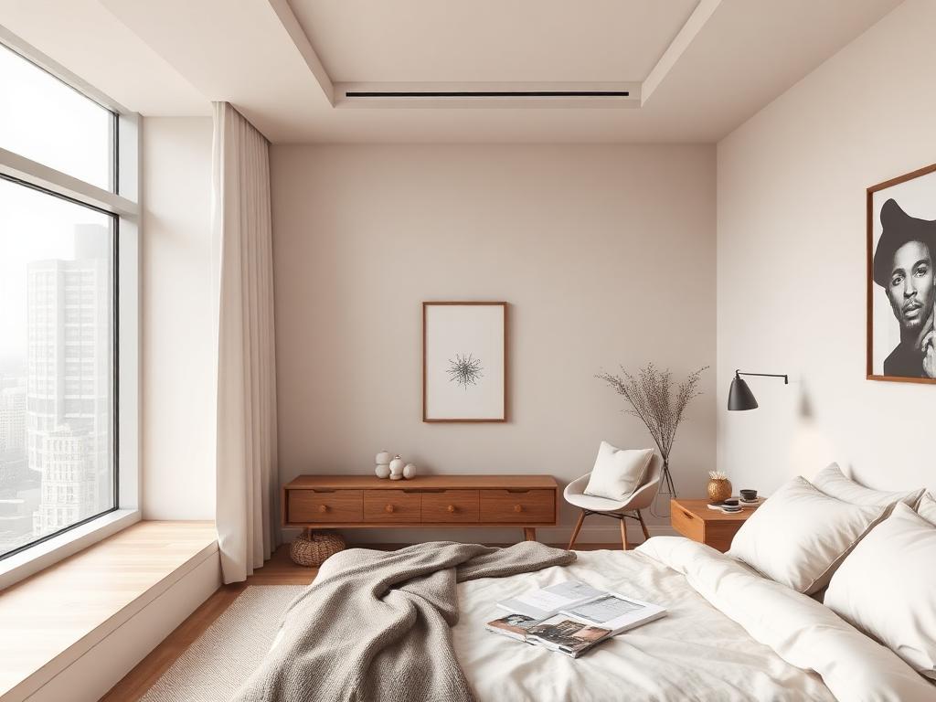 Quarto aconchegante com vista para a cidade