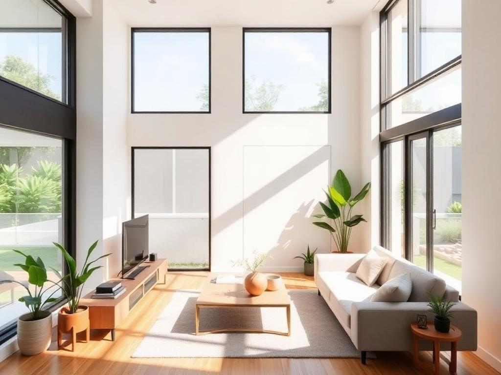 Sala de estar ampla e iluminada de apartamento para alugar